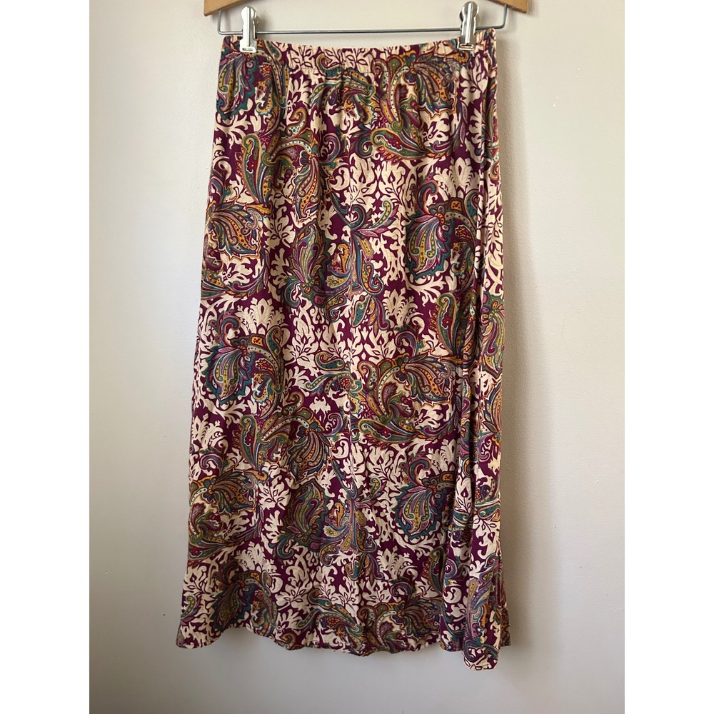 VTG Kathie Lee‎ Womens Maxi Skirt Paisley Print Boho Indie Sleeze Retro Classic